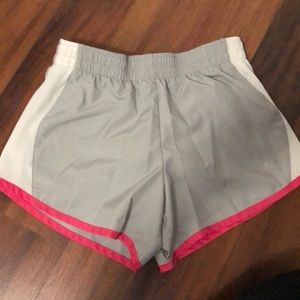 Grey and pink running shorts